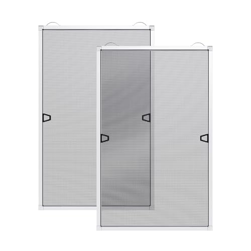 Paramondo 2 Sets DIY Window Screen Frame Kit, Easy Cut-to-Size Design Window Screen, Includes Screen Mesh, Frame Parts & Tools for Window Screen Replacement, White, 46" Lx 46"W