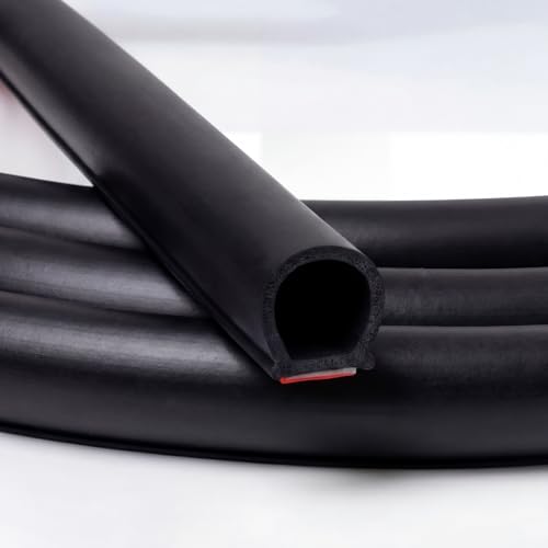 Pangda 10Ft D Shape Rubber Weather Stripping Foam Self-Adhesive EPDM Door Seal Strip for Noise Reduction Waterproof Dustproof for Cars Boats Truck RVs Windows Doors (1/2" W × 7/16" H) - size: 10ft L, style: 1/2" W × 7/16" H