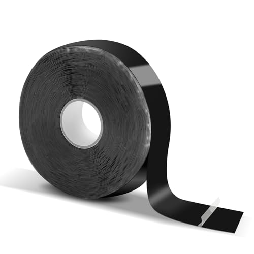 Self Fusing Silicone Tape,Rescue Tape,Self Amalgamating Tape,for Plumbing,Sealing Pipes,Wire Harness Wrapping,Hose Repair Stop Water Leak,Automotive,ElectricalCables,1" x 33',Black