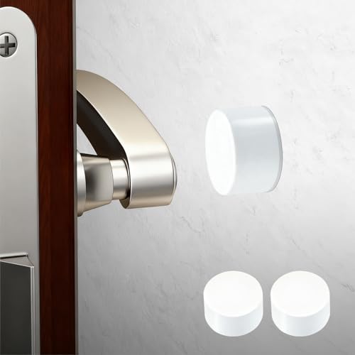 Door Stoppers – Versatile Wall & Cabinet Door Bumpers, No Drill Adhesive or Screw Mount, Premium Rubber, Dual Color Options, Sleek Design for Home and Office (2 Piece in White) - color: 2 Piece in white