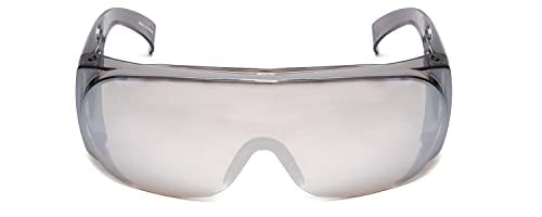 Calabria Fit Over Safety Glasses | Polarized Sunglasses Over Glasses | Wrap Around Anti-Fog | Scratch Resistant | Unisex - color: Silver