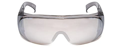 Calabria Fit Over Safety Glasses | Polarized Sunglasses Over Glasses | Wrap Around Anti-Fog | Scratch Resistant | Unisex - color: Silver