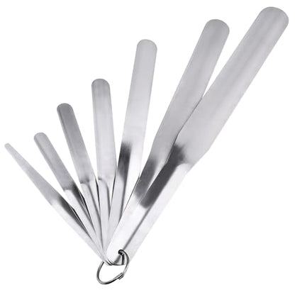 7 Packs Caulking Spatula Tool Set, Stainless Steel Multi-Size Caulk Finishing Spatulas for Bathroom, Kitchen, Window, and Door Sealing