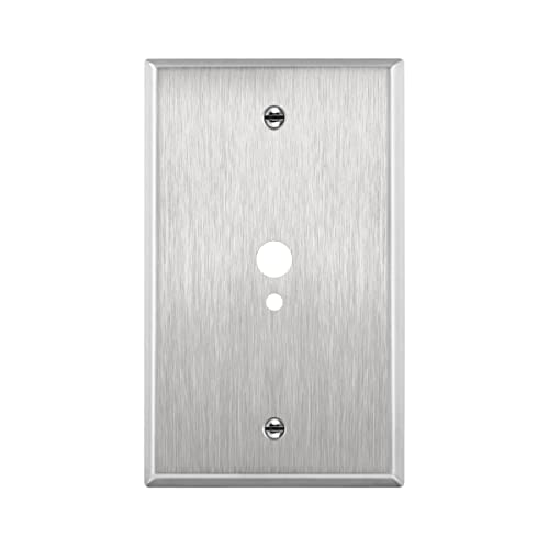 ENERLITES 0.374" and 0.177" Diameter Holes Phone Cable Metal Wall Plate, Corrosion Resistant, Size 1-Gang 4.50" x 2.76", 7781, 430 Stainless Steel, UL Listed, Silver - color: Stainless Steel, size: 0.374" and 0.177"