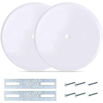 (Pack of 2) Airmont Products AP-12077, 5-inch Ceiling Blank-Up Cover with Center Screw, Fits 3-1/4" to 4" Electric Box, Adjustable Bracket for Screw Hole Spacing 1.75" to 3.5", White Metal
