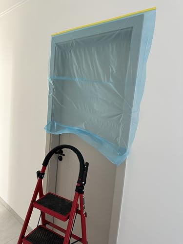 3 Rolls Automotive Tape and Drape 43" x 66' Pre-Taped Masking Film for Covering Cars Walls Windows and Floor Furniture Protection