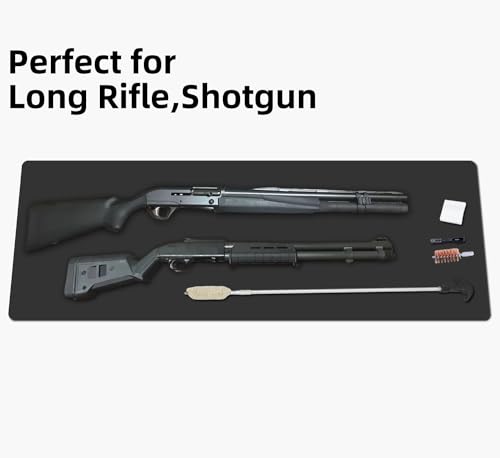 Large Gun Gleaning Mat for Pistol Rifle Shotgun, Oil-Resistant Gun Cleaning Pad, Non-Slip Waterproof Leather Workbench Mat Desk Pad for Gun Maintenance - color: Black, style: 37"x17"