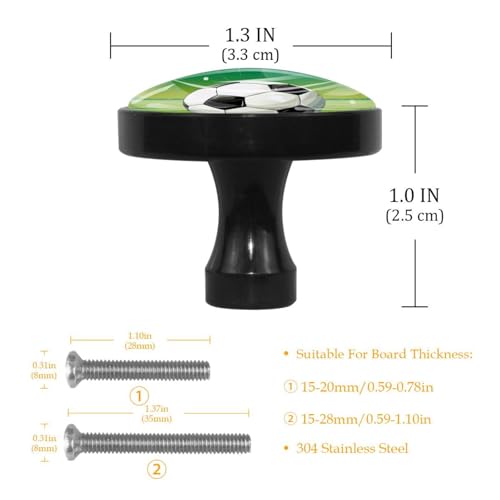 4PCS Round Kitchen Cabinet Knobs with Screws, Drawer Pulls Dresser Knobs, Soccer - color: color6119