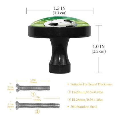 4PCS Round Kitchen Cabinet Knobs with Screws, Drawer Pulls Dresser Knobs, Soccer - color: color6119