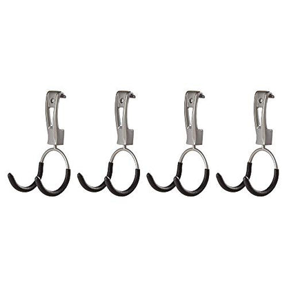 Rubbermaid Universal Powder Coaded Metallic Fasttrack Hanging Garage Hook Organizers for Ladder, Tool, and Bike Storage (4 Pack)