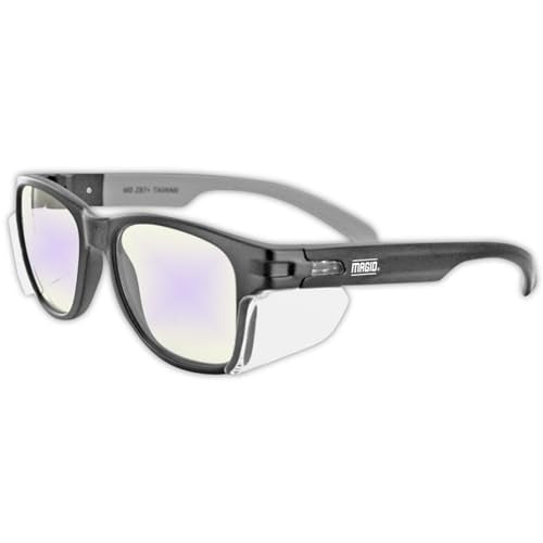 MAGID Y50 Safety Glasses for Construction | Black Frame — 2 Pairs, Blue Blocking Lens | Side Shields, ANSI Z87.1+, Anti-Fog, Scratch-Resistant, 99.9% UV Protection, Polycarbonate Lens - color: Blue Blocking Lens | Black Frame, size: 2 Pairs