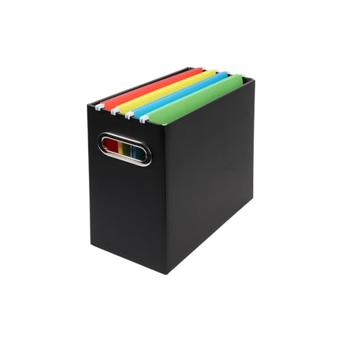 Collapsible File Organizer Box with Handle,12.20x5.11x9.84Inches, Filing Organizer for Home or Office, Small Portable File Box(1 Pack, Black) - color: Black, style: 1 Pack