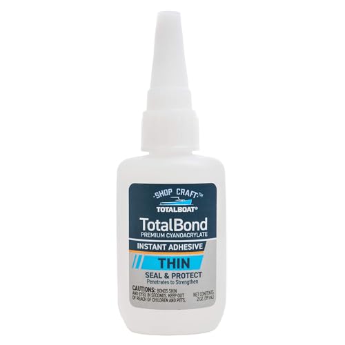 TotalBoat Thin CA Glue - TotalBond Cyanoacrylate Super Glue Adhesive for Wood, Plastic, Glass, Metal, Epoxy, and Micro Crack Repair - 2 oz - style: Thin