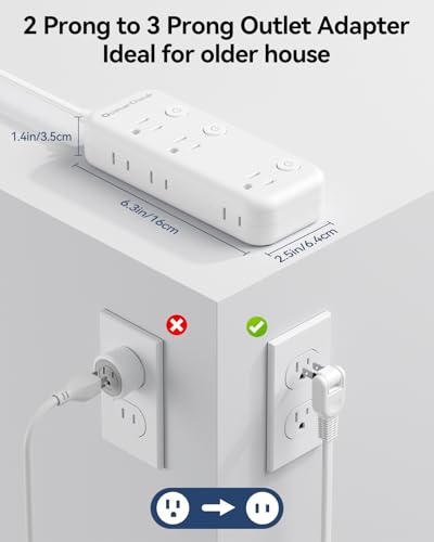 2 Prong Power Strip - 2 Prong to 3 Prong Outlet Adapter, 2 Prong Extension Cord with USB C, Surge Protector 1875W with 6 Outlets 3 USB, Three Prong Adapter 5ft, Wall Mount, Non Grounded, Old House - size: 5 FT-Two Prong