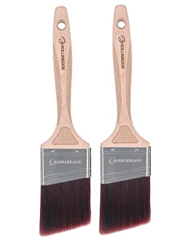 ROLLINGDOG Angled Paint Brushes for Wall - 2.5 Inch Trim Cutting in Paint Brush for Precise Detail Trimming and Touch Ups (Pack of 2) - color: Pack of 2