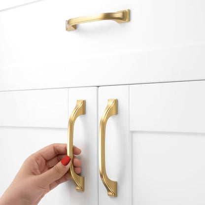 10 Pack Brushed Gold Cabinet Pulls 3-3/4 Inch Gold Cabinet Handles Gold Hardware for Kitchen Cabinets 8222 Drawers Bedroom Dresser Bathroom Vanity Cupboard - color: Brushed Gold, size: 3-3/4 Inches, style: 10 Pack Arch Pull