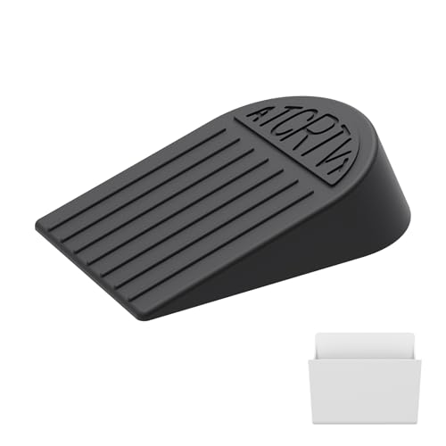 Rubber Widened Door Stopper Wedge – 1 Pack Black Door Stoppers Wedge for Bottom of Doorstop, Door Stop for Heavy Duty Doors with Self Adhesive Holder Ideal for Commercial & Home,Schools, Offices - size: Medium