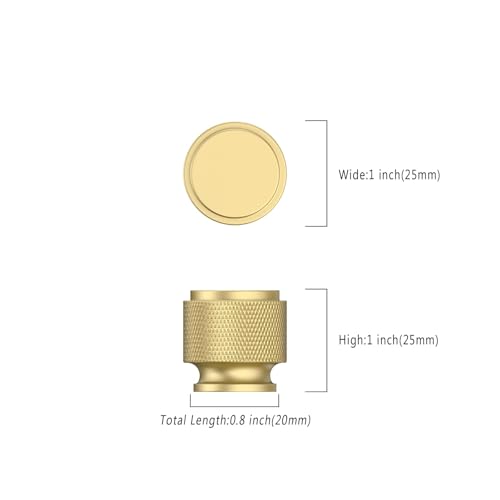 Asidrama 20 Pack Brushed Gold Zinc Alloy Knurled Dresser Knobs Cabinet Hardware for Dresser Drawers - color: Brushed Gold, style: 20 Pack