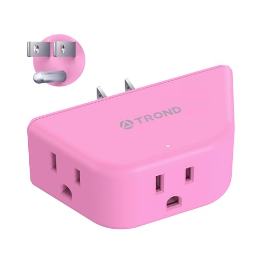TROND Pink Outlet Extender - Multi Plug Outlet with 3-Prong Grounded Sockets, 3 Way Angled Plug Splitter, Compact and Practical Multiple Wall Expander for Home Travel Cruise Dorm Essentials - color: Pink, size: 3AC-3 Prong Plug, 1 Pack