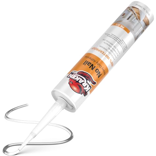 Kraken Bond No More Nails Heavy Duty Clear Adhesive - (1x10.1 Fl Oz) 100% Waterproof & Extra Strong Polyurethane Construction Sealant for Wood, Ceramic, Tile, Floor, Granite, Rubber - 1 Pack - size: 1 Pack, style: No More Nails Heavy Duty Adhesive