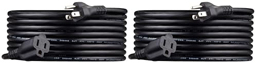 Amazon Basics Indoor Extension Cord, 13 Amps, 125V, 16 AWG, 15 Foot, Black, 2-Pack, 3-Prong Plugs - color: Black, size: 15 Ft, style: 2-Pack