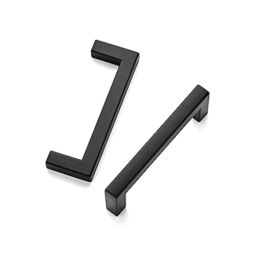 Ravinte 3 Pack Solid 3 Inch Center to Center Slim Square Bar Drawer Handles - Kitchen Cabinet Hardware in Matte Black - Drawer Pulls and Cabinet Handles - size: Flat Black 3'' Hole Center