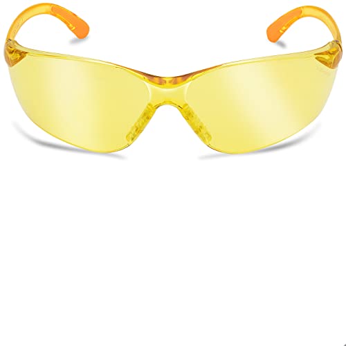 ProtectX Safety Glasses for Men & Women, Safety Sunglasses with Anti-Fog Scratch Resistant Lenses, Non-Slip Grips, ANSI Z87.1 - color: Olympus Amber 2 Pk