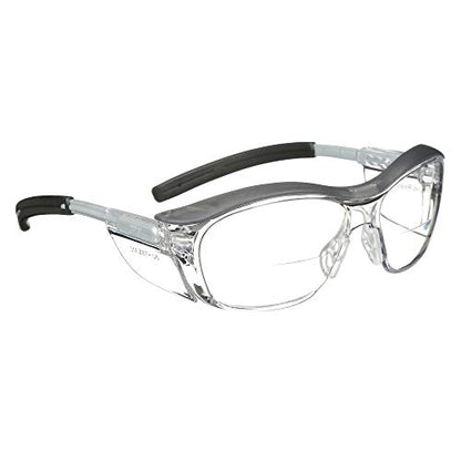 3M Safety Glasses with Readers, Nuvo Protective Eyewear, +1.5, ANSI Z87, Clear Lens, Retro Gray Frame, Soft Nose Bridge, Side Shields - color: Clear Lens (+1.5), Gray Frame, size: +1.5 Diopter