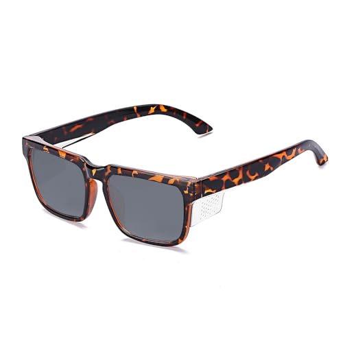 Safety Polycarbonate Polarized Sunglasses for Men and Women UV400 Protection and Includes ANSI Z87 - color: Leopard-polarized