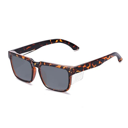 Safety Polycarbonate Polarized Sunglasses for Men and Women UV400 Protection and Includes ANSI Z87 - color: Leopard-polarized