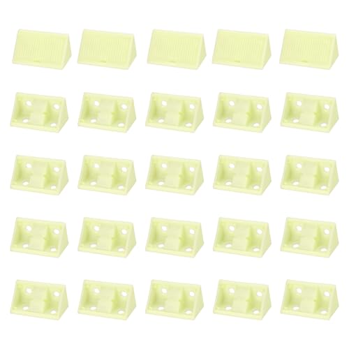 HARFINGTON 50pcs Plastic Corner Braces 42 x 20 x 20mm L-Shape 90 Degree Right Angle Brackets Corner Braces with Cover & Screws for Furniture Support Chairs Wood Shelf Cabinets Box, Beige - color: Beige