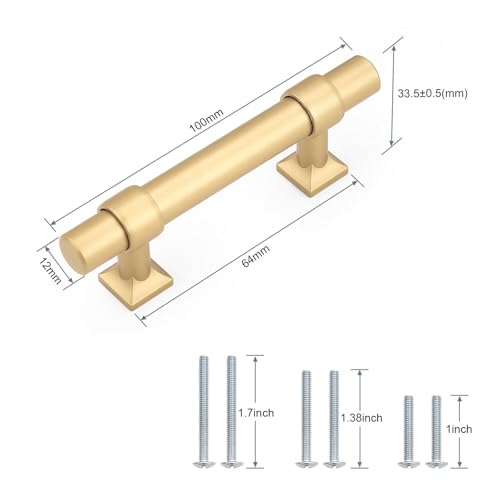 5Pack Hole Centers 2.5inch(64mm) Gold Champagne Cabinet Handles T Shaped Kitchen Cabinet Pulls Hardware Pull Handle for Cabinets Dressers 4inch Total Length - color: Champagne Gold, size: Hole Centers: 2.5inch
