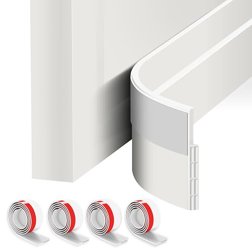 Sightor 4 Pack Door Draft Stopper for Bottom of Door, Under Door Sweep for Exterior & Interior Doors, Adjustable Weather Stripping Door Bottom Seal Blocker Noise (White, 4 Pack)