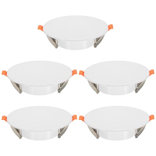 uxcell 5Pcs 135mm/5.3" Round Ceiling Cover Plate, LED Downlight Hole Trim Wall Hole Spring Mount Decorative Flat Cap Access Panel for 3.3-4.9 Inch Ceiling or Wall Openings, Matte White - color: White, size: 3.3-4.9"