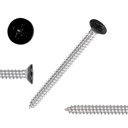 Black Head 50 PCS #10X3 Stainless Steel Phillips Flat Head Wood Screws,Stainless Steel 18-8 A2(304) Screw,Home Screw Kit by QISHENG… - color: Black, size: #10x3"