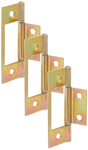 Prime-Line N 6656 Bi-Fold Door Hinges, Non-Mortise Style, Brass Plated (6 Pack) - size: 6 Pack