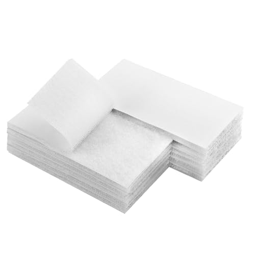 Melsan 2x4 inch Adhesive Square Hook and Loop Tape -12 Sets, Sticky Back Fastener for Indoor or Outdoor Use - Instead of Holes and Screws, White - color: White, size: 2 inch x 4 inch