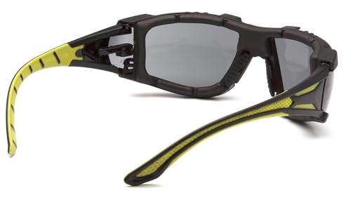 Pyramex Endeavor Plus Safety Glass Black/Gray Frame With Foam Padding Clear H2MAX Anti-fog Lens - color: Gray H2mx Anti-fog Lens/ Black-green Frame, style: Foam Padded