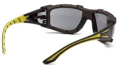 Pyramex Endeavor Plus Safety Glass Black/Gray Frame With Foam Padding Clear H2MAX Anti-fog Lens - color: Gray H2mx Anti-fog Lens/ Black-green Frame, style: Foam Padded