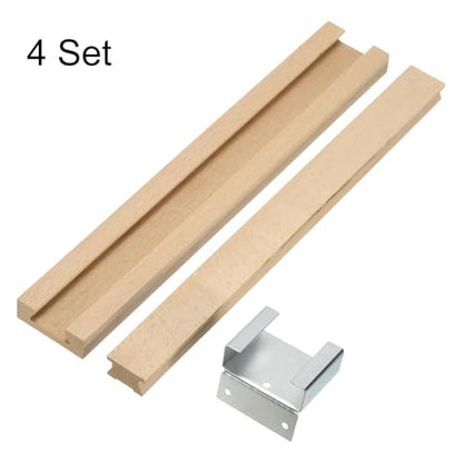 uxcell 4 Set Wooden Drawer Slides, 9-7/8 (25 CM) Classic Wood Center Guide Track with Metal Slide Glide Bracket, Wood Drawer Glides Bottom Rails Replacement Kit - size: 9-7/8