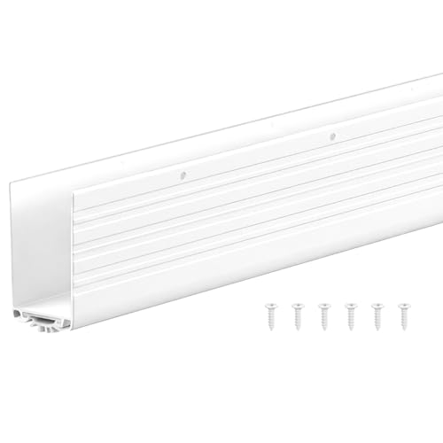 Yaocom 1 Pack U Shape Screw on Under Door Seal 48 Inch Aluminum and Rubber Door Threshold Extension with Draft Stopper for Home Prevents Hot, Cold Air, Dust, Insects, Suitable for 1-3/4 Inch, White - color: White, size: 48 Inch