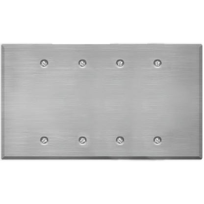 4-Gang Oversized Stainless Steel Blank Wall Plates – 5.5" x 9.5" Rocker Covers for Unused Electrical Boxes | Cover Empty Spaces | 4-Gang Oversized Metal Blank Faceplate - color: Blank Cover, size: 4 Gang