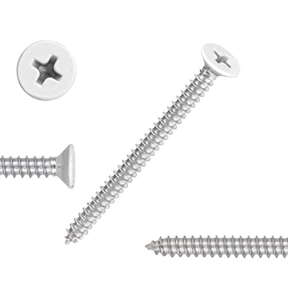 White Head 50 PCS #10X2-1/2(2.5 inch) Stainless Steel Phillips Flat Head Wood Screws,Stainless Steel 18-8 A2(304) Screw,Home Screw Kit by QISHENG - color: White, size: #10X2-1/2"(2.5 inch)