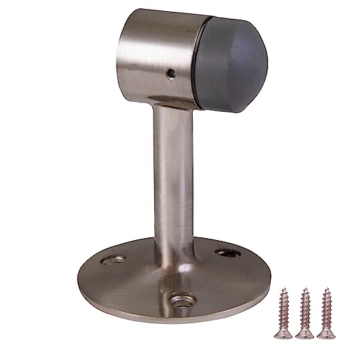 Design House Gooseneck Door Stop Wall Protector with Rubber Tip, Design House Satin Nickel Aluminum Door Stopper, 2-Pack, 189290-SN - color: Satin Nickel, size: 2 Pack, style: Gooseneck Doorstop
