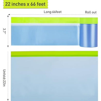 Tangibay Pre-Taped Masking Film for Painting - 22" x 66' Painters Plastic Sheeting with Automotive Paint Tape and Drape for Covering Cars, Walls, Windows and Furniture Protection (5 Rolls) - size: 5 Rolls: 22"