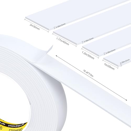Single-Sided Adhesive EVA Foam Tape 2in x 16.4FT,White Foam Weather Stripping,Door Seal & Window Insulation Tape,Waterproof Sound Proof Seal Strip for Doors,Windows,Garage Door & Gap Sealing - size: 2in x 16.4FT