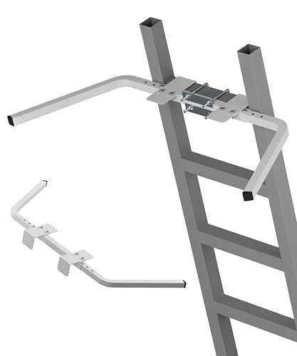 Ladder Stabilizer, Adjustable Heavy Duty Ladder Standoff with Pins & Sheet for Wing Span/Wall Extended Accessory, Ladders Roof Stabilizer with Non-Slip Rubber Pads for Roof Gutter Guard, White - color: White