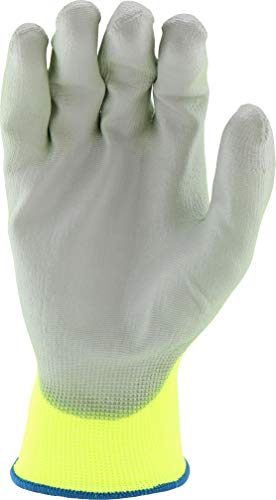 IRONCAT West Chester PosiGrip HVY713SUTS PU Palm Coated Polyester Gloves - [Pack of 12] XX-Large, HI-VIS Yellow Dexterous Gloves with Touch Screen Fingertips, Knit Wrist