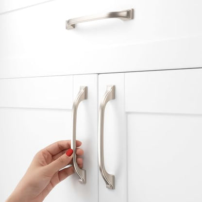 10 Pack Brushed Nickel Cabinet Pulls 5 Inch Satin Nickel Cabinet Handles Nickel Hardware for Kitchen Cabinets 8222 Drawers Bedroom Dresser Bathroom Vanity Cupboard - color: Brushed Nickel, size: 5 Inches, style: 10 Pack Arch Pull