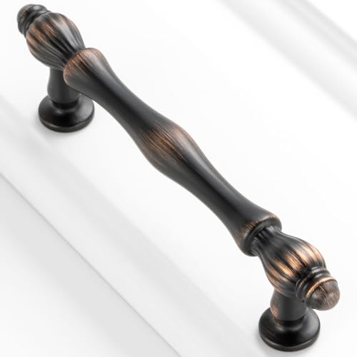 10 Pack 3-3/4 Inch Oil Rubbed Bronze Cabinet Pulls Brushed Bronze Cabinet Handles Bronze Hardware for Kitchen Cabinets 2510 Drawer Dresser Cupboard Bedroom Bathroom - color: Oil Rubbed Bronze, size: 3-3/4 In Hole Distance